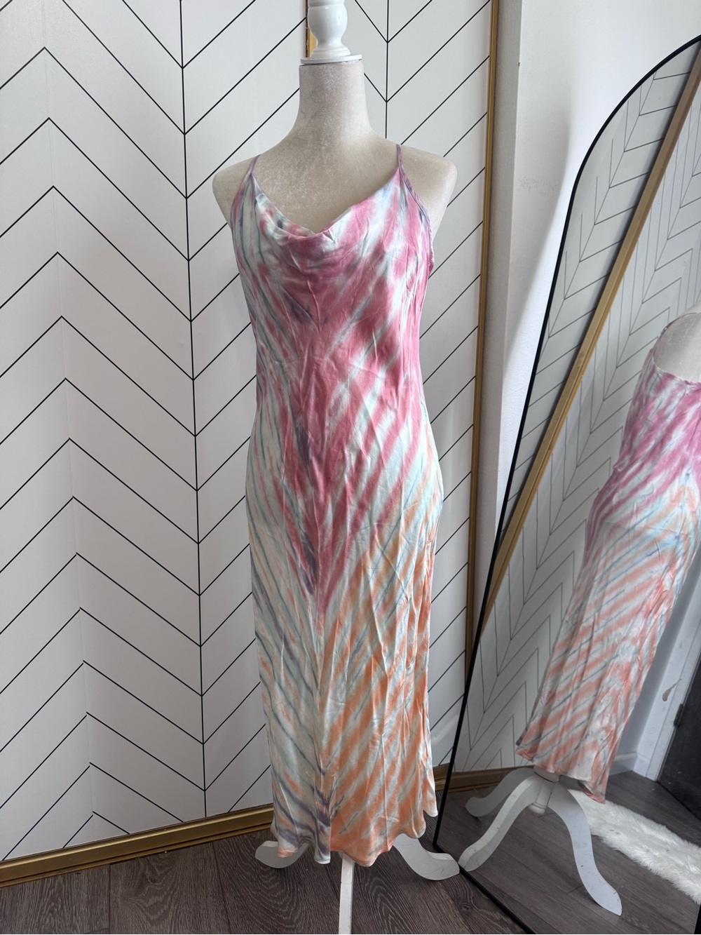 Young Fabulous & Broke satin sweetie plum  Pastel Tie-Dye slip dress - Picture 2 of 10